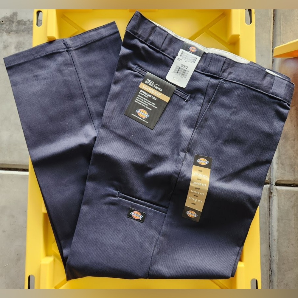 💙👖💙Dickies Men's Loose Fit Double Knee Twill Work Pants - Dark Navy - Size 38x32